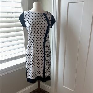 Rodan Polkadot Black and White Sheath Midi Dress Size Small